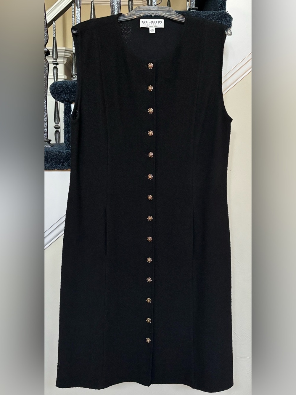 Elegant St. John by Marie Gray Sleeveless Black Knit Dress